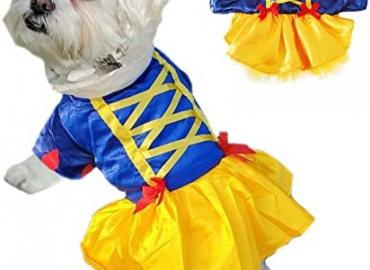 Princess Dog Costume – Halloween Pet Costume, Snow Princess Dress Cosplay Costume for Christmas Halloween Holiday Party Special Events, Fashion Winter Dog Clothes for Small Medium Large Dogs Cats