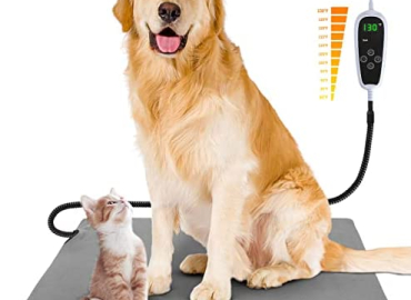 Yimobra Pet Heating Pad, Upgraded Heating Film Technology Make Temperature More Evenly Comfortable and Safer, 1-24h Auto Power Off and Adjustable Temperature Heated Dog Cats Bed or Mat