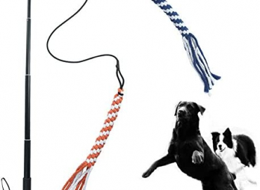 ASOCEA Dog Extendable Teaser Wand Pet Flirt Stick Pole Puppy Chasing Tail Interactive Toy for Small Medium Large Dogs Training Playing Exercise