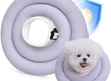 Dog Cone Collar Water-Resistant Soft Cone for Dogs After Surgery Adjustable Pet Recovery Collars Comfy Dog Neck Donut Collar Protective Elizabethan Collar Alternative for Dogs & Cat, Grey