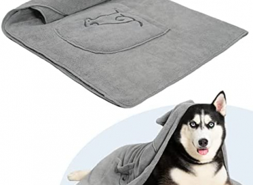 HOMORE Large Dog Towels, 35×38 inch Microfiber Dog Drying Towel for Dogs, Super Absorbent and Dry Quickly Dog Bath Towel Hooded Pet Towels for Dogs’ Shower Bath Swimming