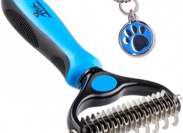 Pat Your Pet Deshedding Brush – Double-Sided Undercoat Rake for Dogs & Cats – Shedding Comb and Dematting Tool for Grooming