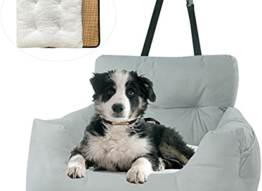 URGVANZ PET Puppy Car Seat, Dog Booster Seats for Small Dogs, Pet Car Seats for Dogs Under 25 Pounds with 2 Removable Cool&Warm Mat,Storage Pocket,Clip-On Safety Leash