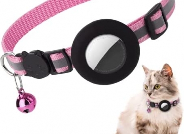 Smpili Airtag Cat Collar, Reflective Kitten Collar Breakaway with Airtag Holder, 0.4 Inches in Width