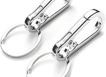 2 Pack Dog Tag Clips, Stainless Steel Heavy Duty Quick Clips with Rings, Easy Change Pet ID Tag Holder for Dog Cat Collars and Harnesses