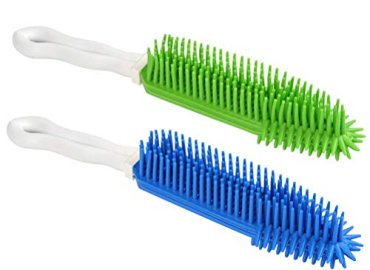 [2Pcs] Pet Hair Remove Brush, Best Car & Auto Detailing Brush Portable Dogs Cats Hair&Lint Remover Brush Rubber Massage Brush for Furniture, Car Interiors, Carpet (Blue and Green)