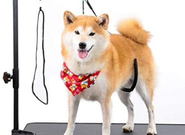 Breeze Touch Dog Grooming Table Arm – 35” Dog Grooming Stand with Clamp and Post, Loop Noose, No Sit Haunch Holder Grooming Restraint for Small & Medium Dogs