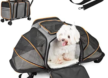Dog Carrier with Wheels, Pet Carrier for Cat and Dog