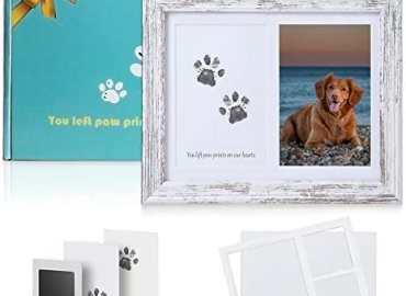 KCRasan Dog Paw Print Kit Frame – Pet Memorial Picture Frame with Pawprints – Dog or Cat Paw Print Kit , Pet Keepsake Picture Frame for Pet Love Dog Memorial Gifts for Paw Print Frame, Sympathy Gift