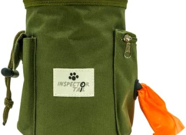 Inspector Tail Dog Treat Bag with Quick Access to Snacks Toys & Built-in Poop Bag Dispenser / Convenient to Use with 3 Ways to Wear for Training Traveling & Walking