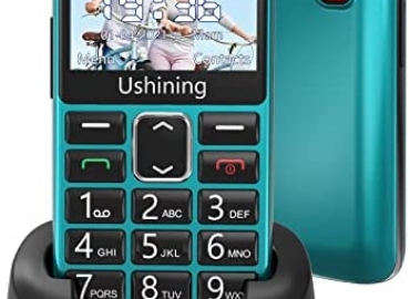 Ushining 4G Senior Cell Phone Unlocked SOS Big Button Senior Basic Phone 2.4 Inch Large Screen High Volume Unlocked Mobile Phone for Elderly with Charging Dock (Emerald Green)