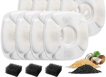 MyfatBOSS Cat Water Fountain Filter, Replacement Filters & Replacement Pre-Filter Sponges Fit for Veken 95oz/2.8L Automatic Pet Fountain Cat Water Fountain Dog Water Dispenser