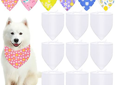 Sublimation Blank Dog Bandanas,Solid White DIY Pet Bandana,Triangle Dog Scarf,Heat Transfer Washable Dog Bibs,Polyester Dog Plain Bandanas Dog Kerchief Accessories for Puppy Dogs Cats