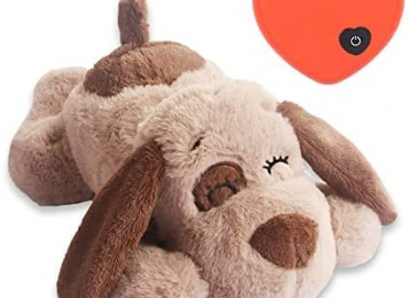 Beverly Shark Puppy Heartbeat Toy Dog Anxiety Relief Calming Aid Puppy Heartbeat Stuffed Animal Behavioral Training Sleep Aid Comfort Soother Plush Toy for Puppies Dogs Cats
