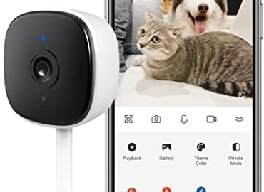 Pet Camera – 2K Indoor Security Camera, NGTeco Home Surveillance Cam with Motion Detection, Night Vision, Privacy Shield for Dog, Cat, Baby, Plug-in 3MP HD Small WiFi Cam Works with Alexa, Google
