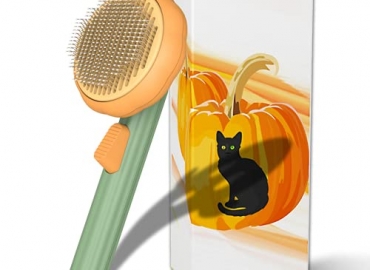 Pet Pumpkin Brush, Pet Grooming Self Cleaning Slicker Brush for Dogs Cats Puppy Rabbit, Cat Brush Grooming Gently Removes Loose Undercoat, Mats Tangled Hair Slicker Brush
