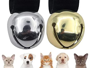 Dog Collar Bell for Training, Hiking, Walking, Hunting, Pet Tracker, 2 Pack Extra Loud Pet Bell for Save Wildlife and Birds (Bear Bell, Cow Bell) Gold | Silver for Small Medium Large Dogs