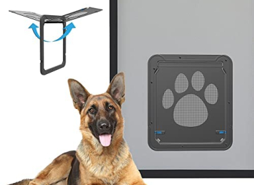 Pet Door Screen Door 12×14 Inches Dog Door for Sliding Door Magnetic Screen Dog Door for Medium-Large Dogs Cats, Passing Freely, Double-Sided Lockable