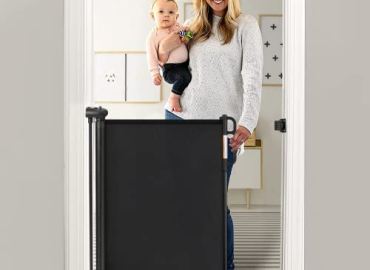 Momcozy Retractable Baby Gate, 33″ Tall, Extends up to 55″ Wide, Child Safety Baby Gates for Stairs, Doorways, Hallways, Indoor, Outdoor(Black)