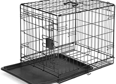 Amazon Basics Foldable Metal Wire Dog Crate with Tray, Single or Double Door Styles