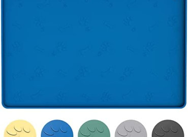 ME.FAN Dog Food Mat [24″x16″] Large Pet Food Mat – Nonslip Silicone Dog Bowl Mat – Washable Dog Feeding Mat for Food and Water, Waterproof Dog Food Mats for Floors