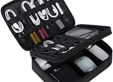 BAGSMART Electronic Organizer,Large Double Layer Cable Bag,Travel Organizer Bag,Electronics Accessories Storage Cases for iPad,Cables,Chargers,Hard Drive,Game Cards