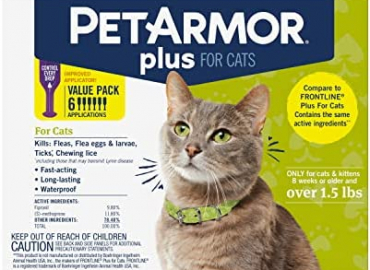 PetArmor Plus Flea & Tick Prevention, Fast Acting & Long Lasting, Cats Over 1.5 lbs