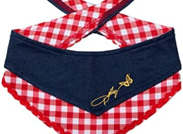 Doggy Parton Blue Printed Denim & Gingham Print Bandana for Pets