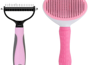 lanimal Cat Brush,Cat Grooming Supplies 2 Pack,Cat Brushes for Indoor Cats,Cat Hair Remover for Long or Short Haired Cats,Pet Brush Suitable for Cat and Dog or Horse,Dog Brush for Shedding