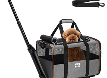 Lekesky Cat Carrier Airline Approved Dog Carrier with Wheels, Pet Carrier with Telescopic Walking Handle,Easy to Fold