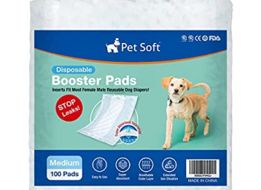 Pet Soft Dog Diaper Liners – Disposable Dog Diaper Booster Pads for Male & Female Dogs fit Most Dog Wraps and Belly Bands 50/100ct