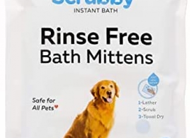 ScrubbyPet No Rinse Pet Wipes- Use for Pet Bathing, Pet Grooming, and Pet Washing, Simple to Use,Just Lather, Wi