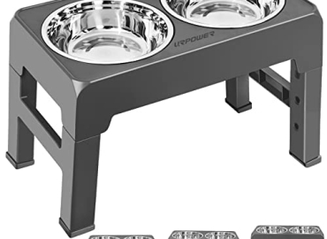 URPOWER Elevated Dog Bowls 4 Height Adjustable Raised Dog Bowl with 2 Stainless Steel Dog Food Bowls Non-Slip Dog Bowl Stand Adjusts to 3.2”, 8.7”, 10.2”, 11.8” for Small Medium Large Dogs and Pets