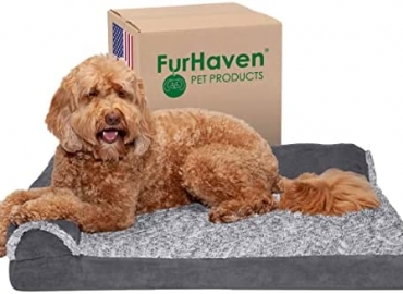 Furhaven Orthopedic, Cooling Gel, and Memory Foam Pet Beds for Small, Medium, and Large Dogs and Cats – Two-Tone L Chaise, Southwest Kilim Sofa, Faux Fur Velvet Sofa Dog Bed, and More