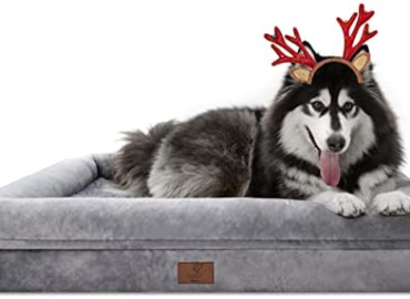 Yiruka Dog Beds for Extra Large Dogs, Orthopedic Doggy Bed with Waterproof Removable Cover, Memory Foam Bolster Dog Soft Sofa Bed with Nonskid Bottom, Pet Bed with Washable Cover