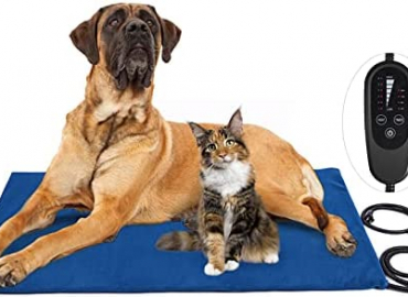 Pet Heating Pad for Dogs & Cats, [2022 Extra Large Design] Adjustable Warming Mat 4 Timers with Auto Shut Off, [Overheat Protection & IP67 Waterproof] Self Heated Bed Blanket for Puppies