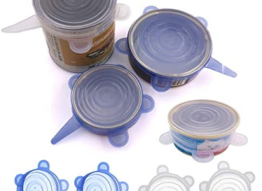 Comtim Pet Food Can Lids, Silicone Stretch Can Lids Covers for Dog Cat Food, Reusable Expandable Universal Size Fit Most Cans and Jars