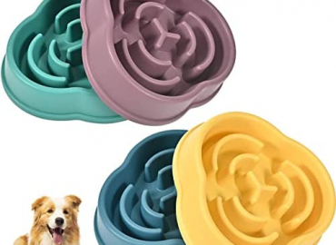 Slow Feeder Dog Bowls for Small Medium Dog, Puzzle Slow Feeding Pet Bowl with Anti-Slip Shim for Puppy Dog, Non-Toxic Preventing Choking Healthy Slower Food Feeding Dishes