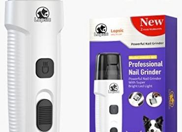 LOPSIC Dog Nail Grinder Upgraded Dog Nail Trimmers Clipper with LED Light and 2 Grinding Wheels, 2 Speed Rechargeable Electric Pet Nail Grinder Quiet Low Noise for Small Medium Large Dogs and Cats