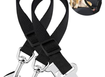 Dog Seatbelt, 2 Pack Dog Seat Belt, Pets Dog Car Harness Safety Nylon Fabric Adjustable Dogs Seat Belts Tether with Stainless Hook & Clip for Cars, Trucks, Travel