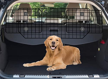 CASIMR Dog Car Barrier for SUVs,Vehicles, Cars, Adjustable Large Pet Gate for Cargo Area, Heavy-Duty Wire Mesh Pet Barrier, Universal Fit Net Car Divider for Dogs，Safety Dogs Car Travel Accessories