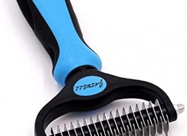 JASWELL Pet Grooming Tool- 2 Sided Undercoat Rake for Dogs &Cats-Safe and Effective Dematting Comb for Mats&Tangles Removing-No More Nasty Shedding or Flying Hair
