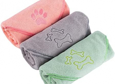 Microfiber Dog Towel, 3 Pack Large Pet Bath Towels 40″ x 20″, Bathing Supplies, Beach Accessories, Quick Fast Drying Super Absorbent Lightweight Cat and Puppy Shower Essentials, for Muddy Paws