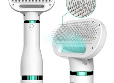 iPettie Pet Hair Dryer 2 with Slicker Brush, 3 Heat Settings, One-Button Hair Removal, Portable Dog Blower, Professional Home Grooming Furry Drying for Small Large Cat Dog