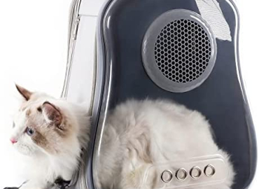 Cat Backpack Carrier Breathable Cat Carrier, Foldable Bubble Backpack for Kitty to Medium Cat Small Dog up to 16lbs Travel Hiking Transparent Pet Carrier
