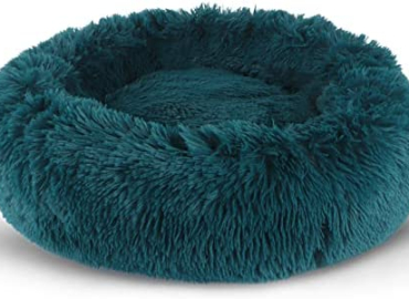 BVAGSS Small Dog Bed – Cat Bed – Calming Plush Pet Cushion Sofa Washable Anti Anxiety Round Donut Cuddler Fluffy Pillow Nest for Puppy & Kitten MW002