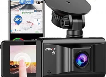 iiwey S3- Upgraded 4K Dash Cam Built with WiFi GPS UHD 2160P Dashboard Camera Recorder, 3″ IPS Touchscreen, 170° Wide Angle, WDR, Night Vision, SD Card Included