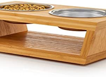 Elevated Dog Bowl Stand by Pawfect Pets- 4” Raised Dog Bowl for Small Dogs and Elevated Cat Bowls. Pet Feeder Comes with Four Stainless Steel Dog Bowls / Cat Bowls. Dog Food Bowl / Cat Food Bowl