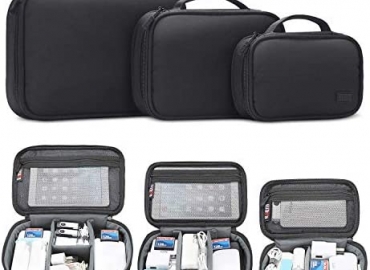 BUBM Cable Organizer Bag 3pcs Electronics Travel Organizer for Hard Drives, Cables, Phone, USB, SD Card（2 Year Warranty)