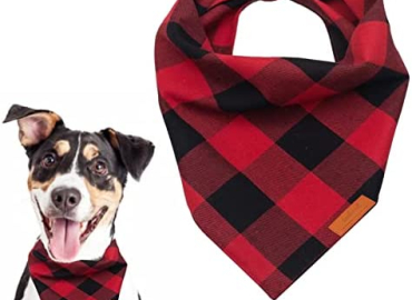 Dog Bandanas-Buffalo Plaid Dog Bandanas 1Pack Reversible Cotton Scarfs Triangle Bibs for Small Medium Large Size Dogs and Cats Double Layer Thickening Washable.